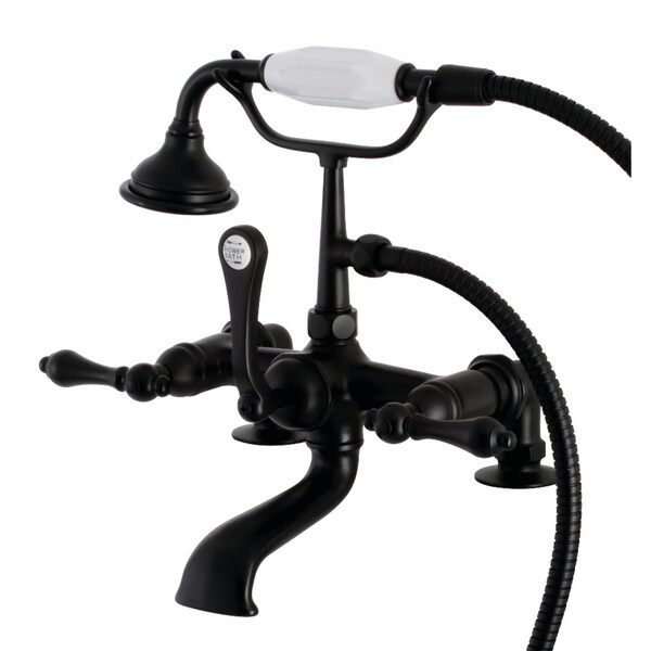 Kingston Brass AE203T0 7-Inch Tub Faucet with Hand Shower, Matte Black AE203T0 - main